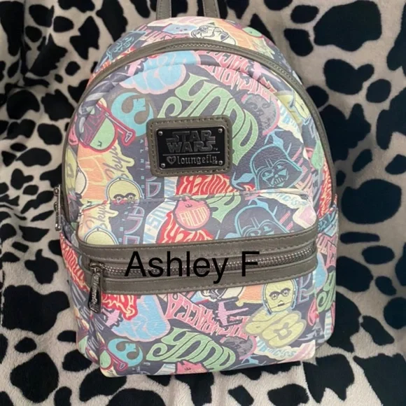 Star Wars graffiti loungefly backpack heart logo Loungefly Star Wars Grogu Valentines Day Bag - The Kessel Runway main image 4